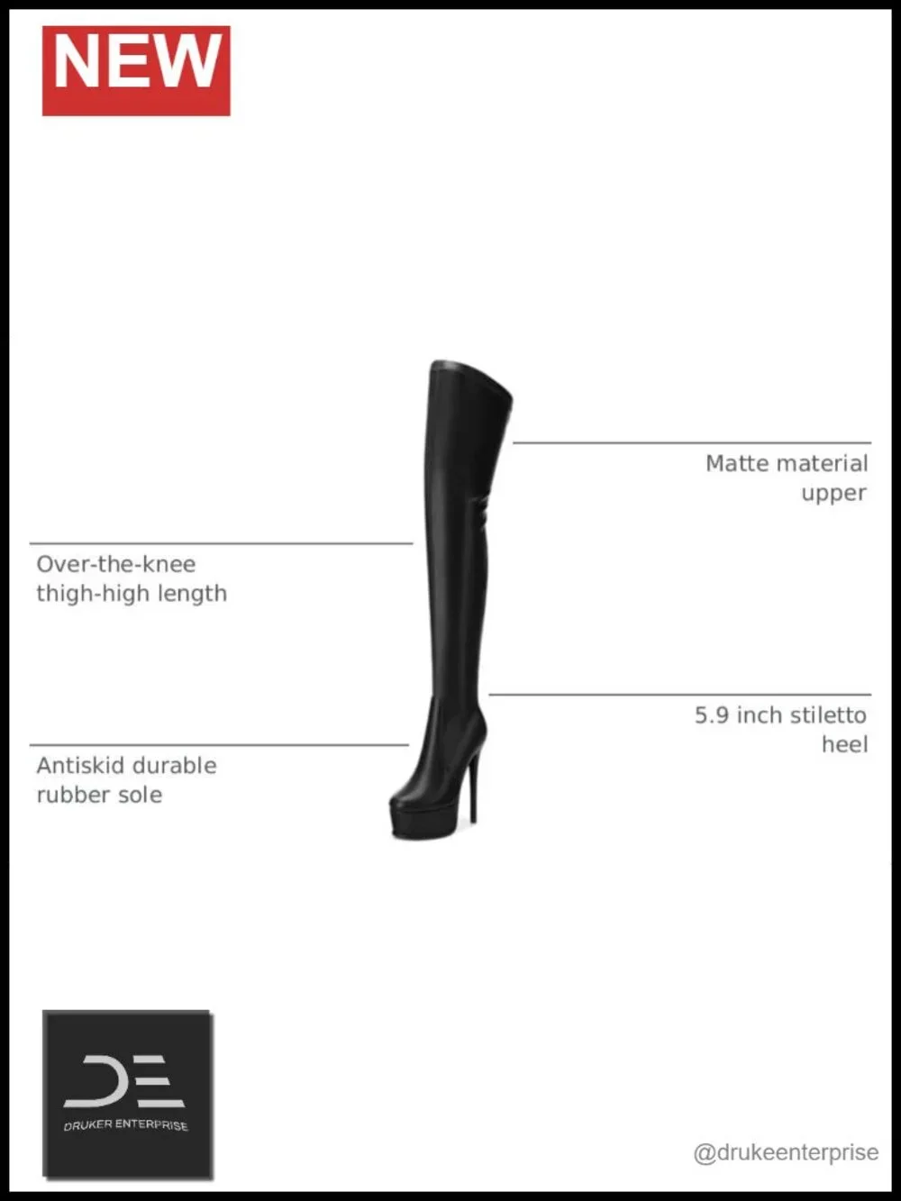 Women's Over the Knee Boots with Stiletto Heel Platform Zip Closure Round Toe